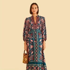 Farm Rio Maxi Dress Teal Seashell Tapestry LenzingT™
Ecovero™ Viscose Maxi Dress